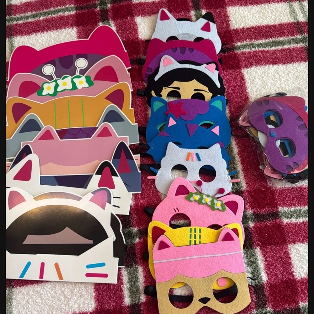 Pack of Pink and Multi-Color Cat Ear Party Masks - Unbranded
